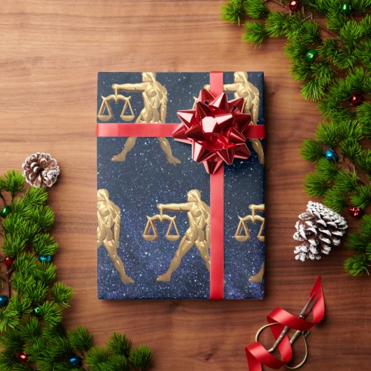 天秤座〔占星術の〕十二宮図 ラッピングペーパー (クリスマスギフト)