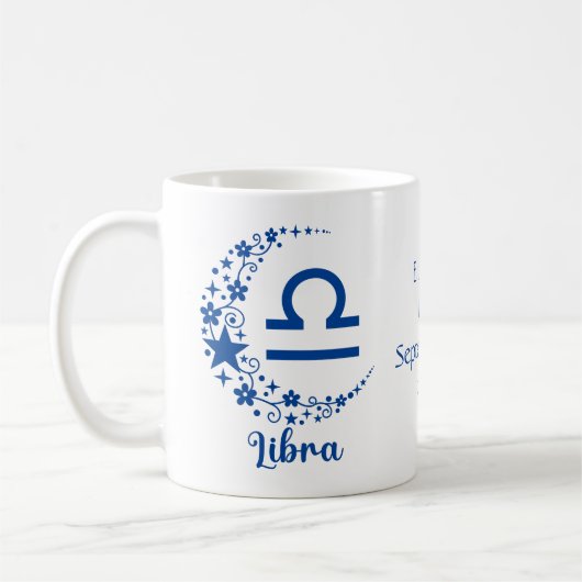 天秤座 占星術 誕生日 ブルー ホワイト コーヒーマグカップ (左)