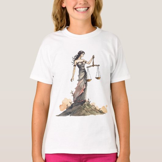 天秤座 – 水彩の女神 Tシャツ (正面)