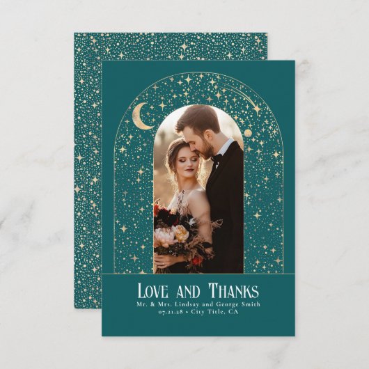 天空と神秘的な星空の夜ありがとう写真 サンキューカード (正面/裏面)