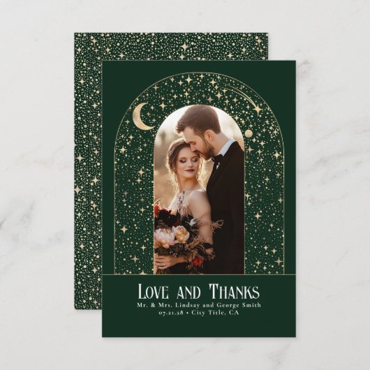 天空と神秘的な星空の夜ありがとう写真 サンキューカード (正面/裏面)