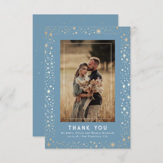 天空と神秘的な星空の夜ありがとう写真 サンキューカード (正面/裏面)