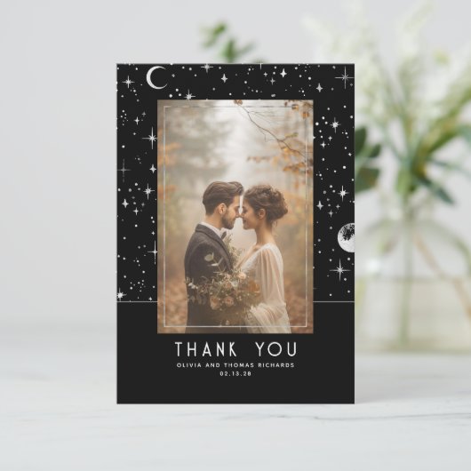 天空と神秘的な星空の夜ありがとう写真 サンキューカード (スタンド正面)