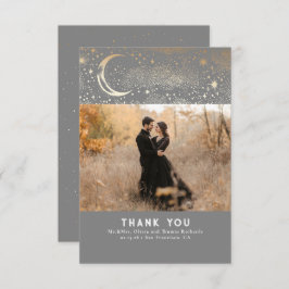 天空と神秘的な星空の夜ありがとう写真 サンキューカード
