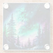 天空のオーロラボレアリスノーザンライツビビビッド ガラスコースター (裏面)