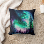 天空のオーロラボレアリスノーザンライツビビビッド クッション (ブランケット)
