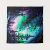 天空のオーロラボレアリスノーザンライツビビビッド タペストリー (正面(横))