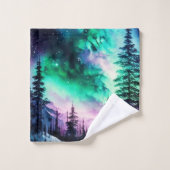 天空のオーロラボレアリスノーザンライツビビビッド バスタオルセット (ウォッシュタオル)