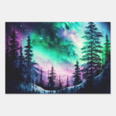 天空のオーロラボレアリスノーザンライツビビビッド ラッピングペーパーシート (正面)