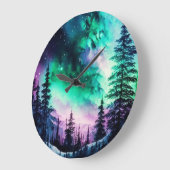 天空のオーロラボレアリスノーザンライツビビビッド ラージ壁時計 (傾斜)