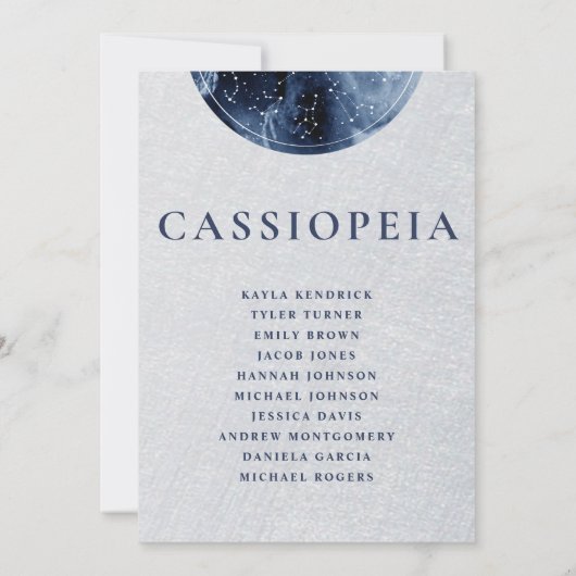 天空のグレーブルーのシーティングプランカードゲスト名 (裏面)