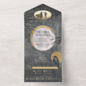 天空のゴシック様式の満月ハロウィン結婚写真 オールインワン招待状 (内側)