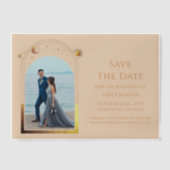 天空のシャンパン金ゴールド写真Save The Date ベラム紙招待状 (正面)