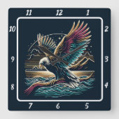 天空のネオンワシ スクエア壁時計 (正面)