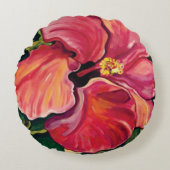 "天空のハイビスカス"…エレガントで巧妙な枕 ラウンドクッション (正面)
