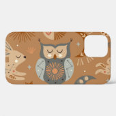 天空のフクロウとウサギ：神秘的なパターン Case-Mate iPhoneケース (裏面 (横))