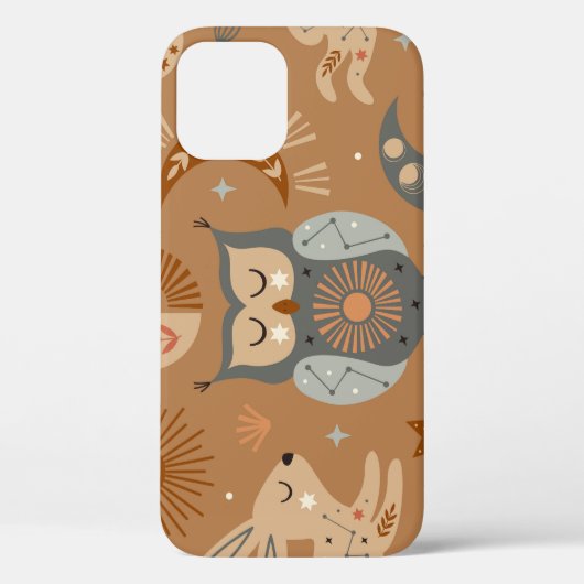 天空のフクロウとウサギ：神秘的なパターン Case-Mate iPhoneケース (裏面)