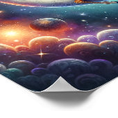 天空のベビーキリンが月と星に眠る ポスター (角)