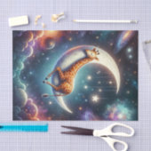 天空のベビーキリンが月と星に眠る 薄葉紙 (クラフト)