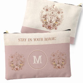 天空のボホモスマッシュルームモノグラム名 アクセサリーポーチ