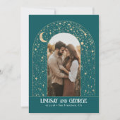 天空のロマンチックな夜結婚の星の写真 招待状 (正面)