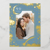 天空のロマンチックな星空結婚の夜の写真 箔招待状 (正面)