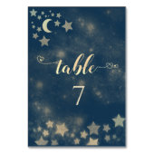 天空のロマンチックな月と星の書道のテーブル テーブルナンバー (裏面)