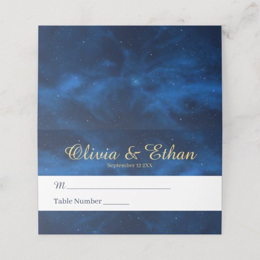 天空のロマンチックな青の宇宙 プレイスカード (外部開封)