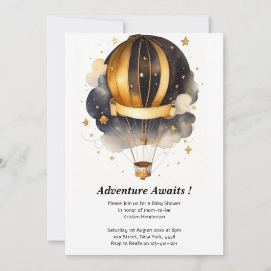 天空のワムシー：天気球の赤ちゃんシャワー 招待状 (正面)