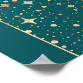 天空の夜星ティール（緑がかった色）結婚のウェルカムサイン ポスター (角)