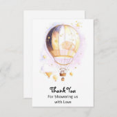 天空の夢の国の赤ちゃんシャワー熱気球 サンキューカード (正面/裏面)