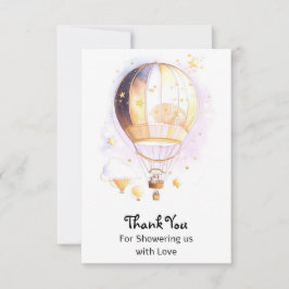 天空の夢の国の赤ちゃんシャワー熱気球 サンキューカード