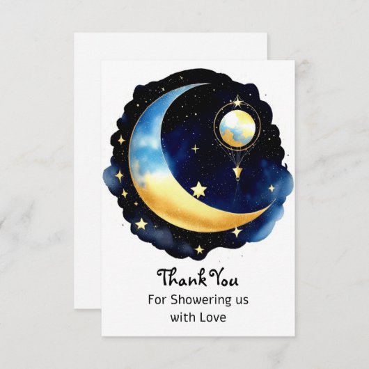 天空の夢の景色の男の子のシャワー サンキューカード (正面/裏面)