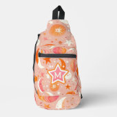 天空の夢オレンジとピンクのモノグラム スリングバッグ (正面)