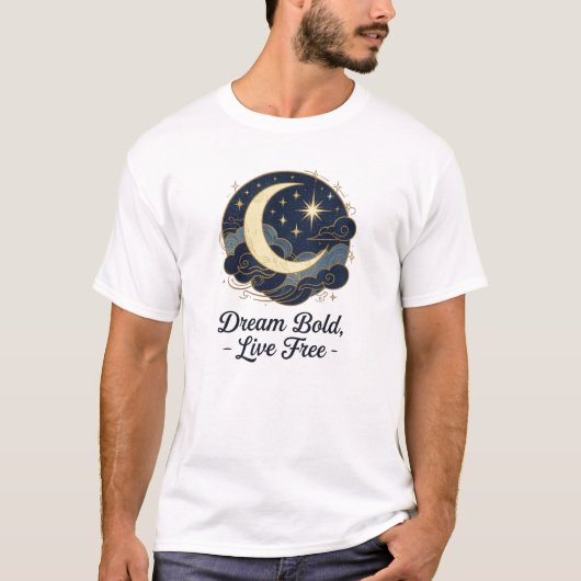 天空の夢 – Moon & Stars 感動的 T Tシャツ (正面)