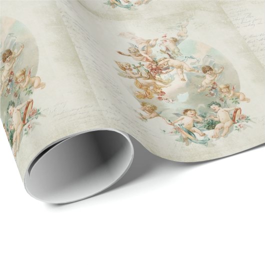 天空の天使の天使のヴィンテージの原稿 ラッピングペーパー (ロールコーナー)