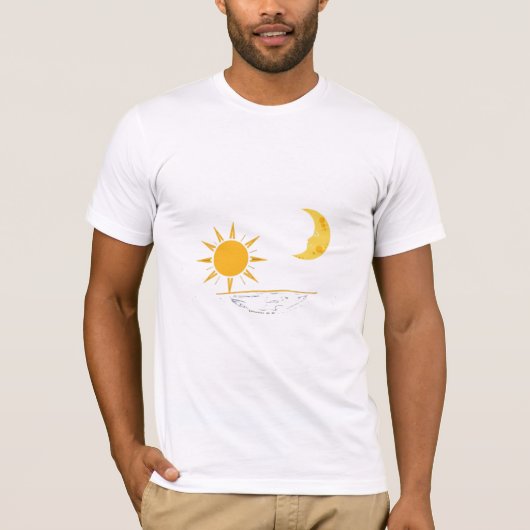 天空の太陽と月の地平線ミニマリストアート Tシャツ (正面)