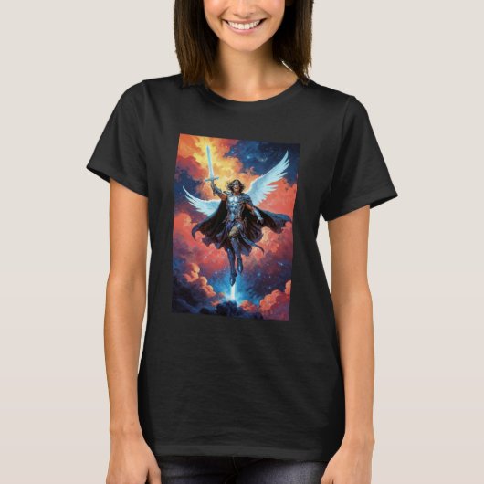 天空の守護者 戦士 大天使ミカエル Tシャツ (正面)