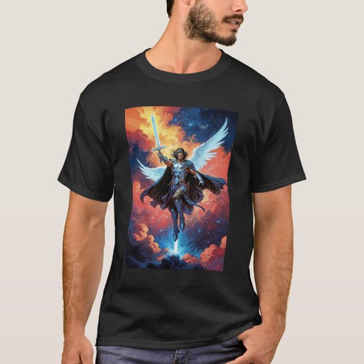 天空の守護者 戦士 大天使ミカエル Tシャツ (正面)
