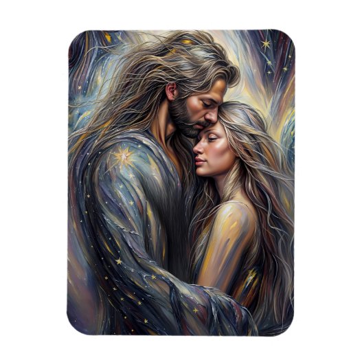 天空の抱擁ロマンチックな星空の夜 マグネット (縦)