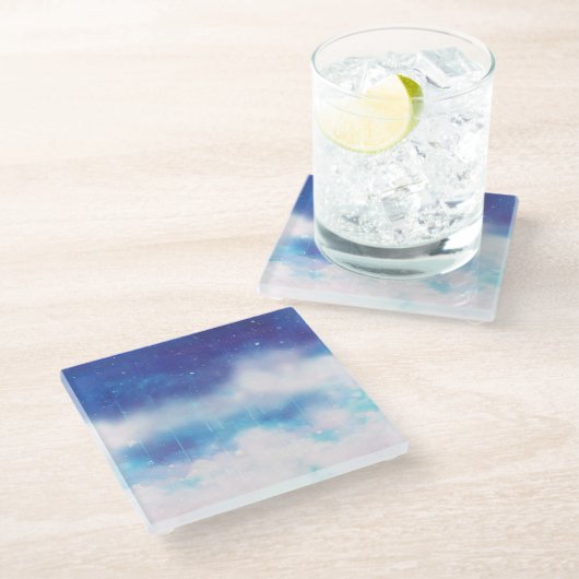 天空の星雲ガラスのコースター ガラスコースター (アングル)