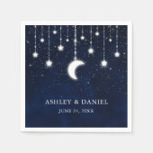 天空の月の星の光結婚の スタンダードカクテルナプキン (正面)