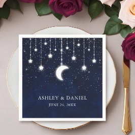 天空の月の星の光結婚の スタンダードカクテルナプキン