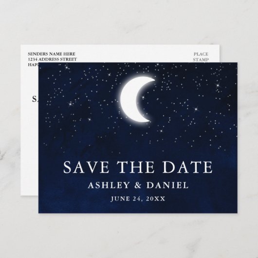 天空の月の星の日付を保存 ポストカード (正面/裏面)