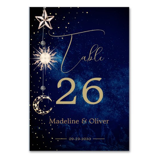 天空の月の結婚星エレガント テーブルナンバー (裏面)