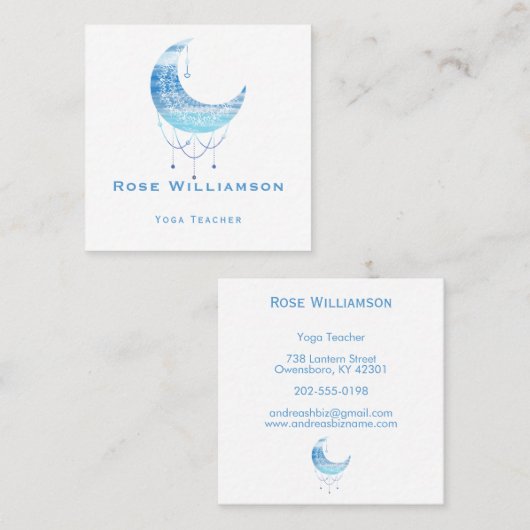 天空の月水色 スクエア名刺 (正面/裏面)