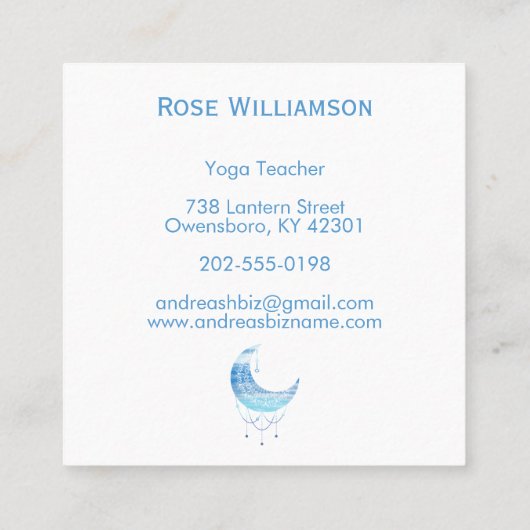 天空の月水色 スクエア名刺 (裏面)