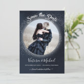 天空の満月と星の写真の保存日付 招待状 (スタンド正面)