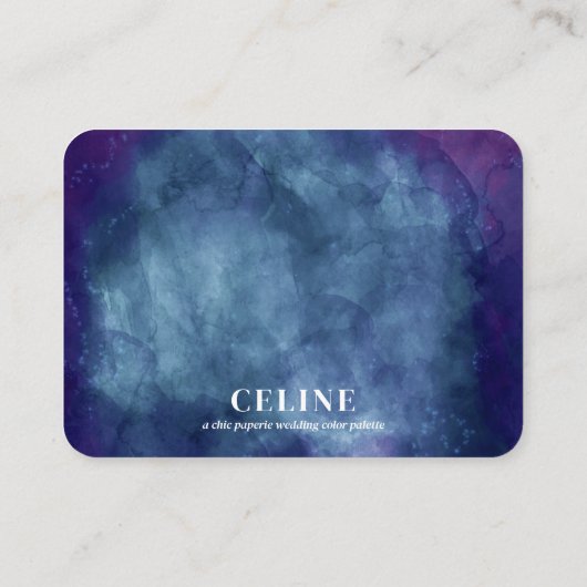天空の濃い青と紫結婚のカラーパレット エンクロージャーカード (裏面)