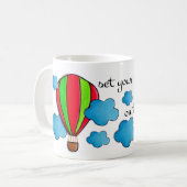 天空の熱気球の旅とバイブル引用文 コーヒーマグカップ (正面左)